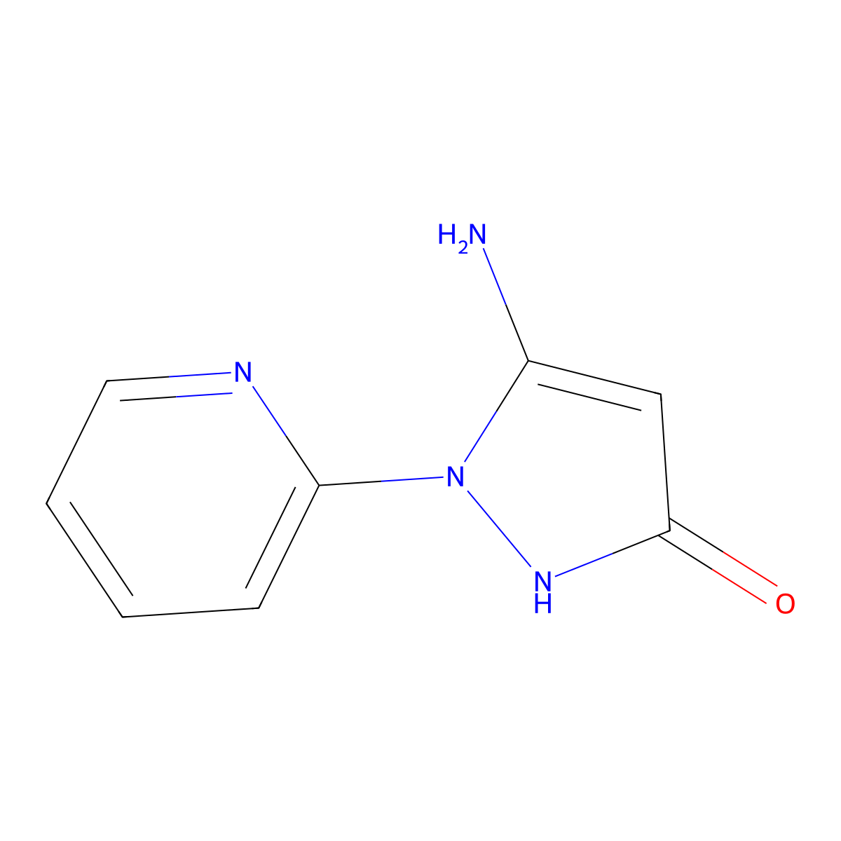 5-amino-1-(pyridin-2-yl)-2,3-dihydro-1H-pyrazol-3-one molecular structure, CAS 126583-28-6
