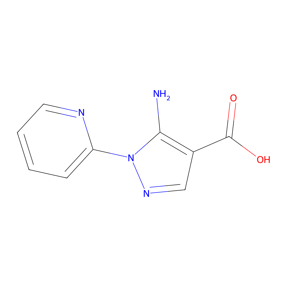 5-Amino-1-(pyridin-2-yl)-1H-pyrazole-4-carboxylic acid molecular structure, CAS 126583-37-7