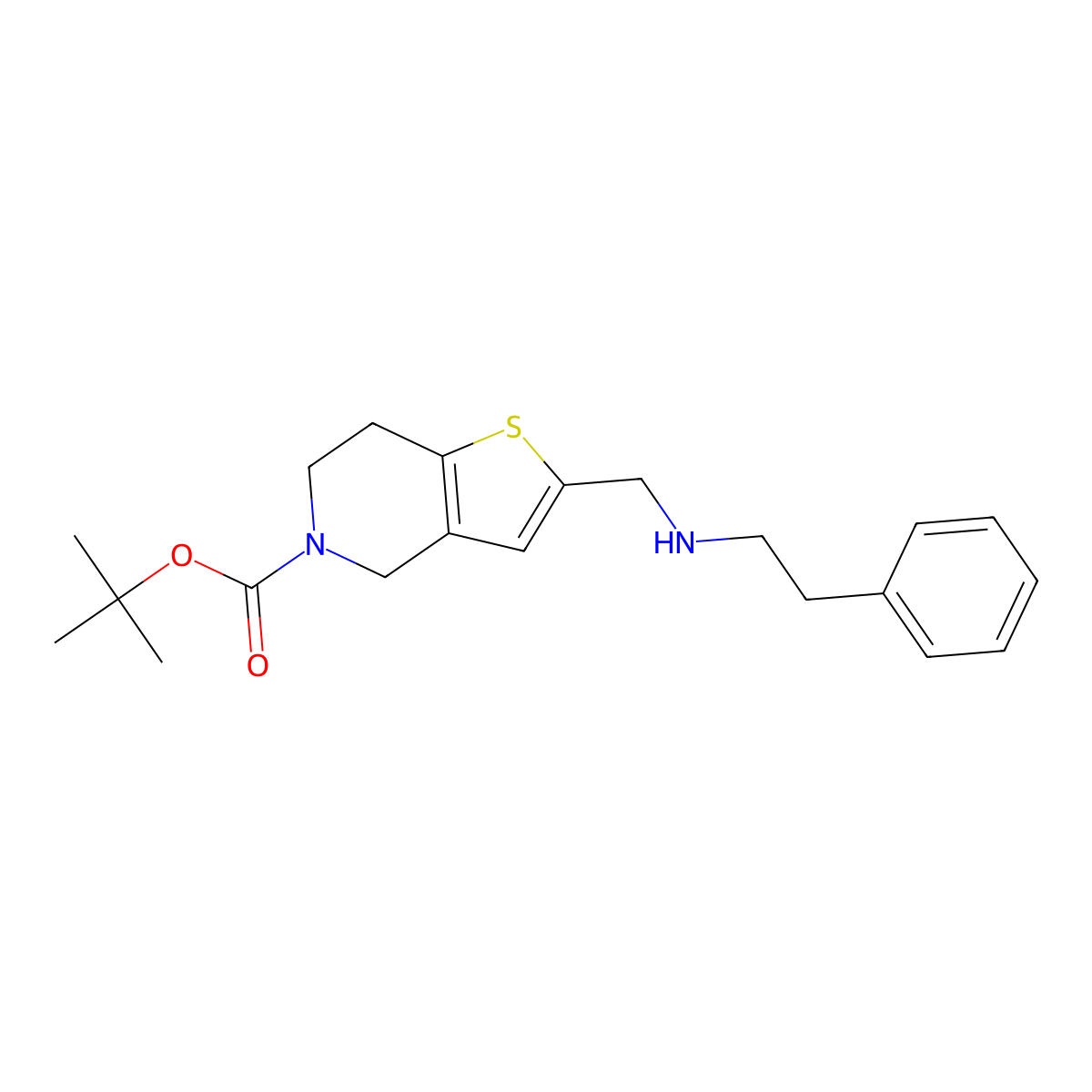 tert-butyl 2-((phenethylamino)methyl)-6,7-dihydrothieno[3,2-c]pyridine-5(4H)-carboxylate molecular structure, CAS 1265892-77-0