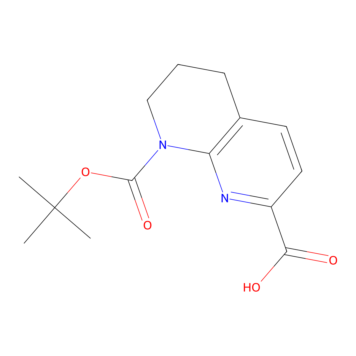 8-[(Tert-butoxy)carbonyl]-5,6,7,8-tetrahydro-1,8-naphthyridine-2-carboxylic acid molecular structure, CAS 1265894-40-3