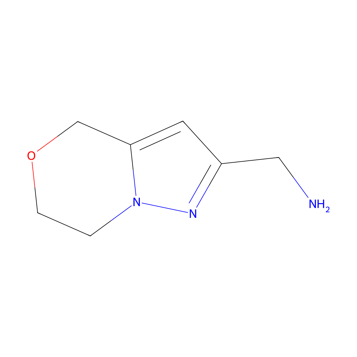 (6,7-dihydro-4H-pyrazolo[5,1-c][1,4]oxazin-2-yl)methanamine molecular structure, CAS 1265894-80-1