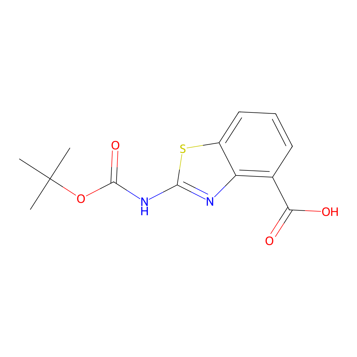 2-((Tert-butoxycarbonyl)amino)benzo[d]thiazole-4-carboxylic acid molecular structure, CAS 1265895-96-2