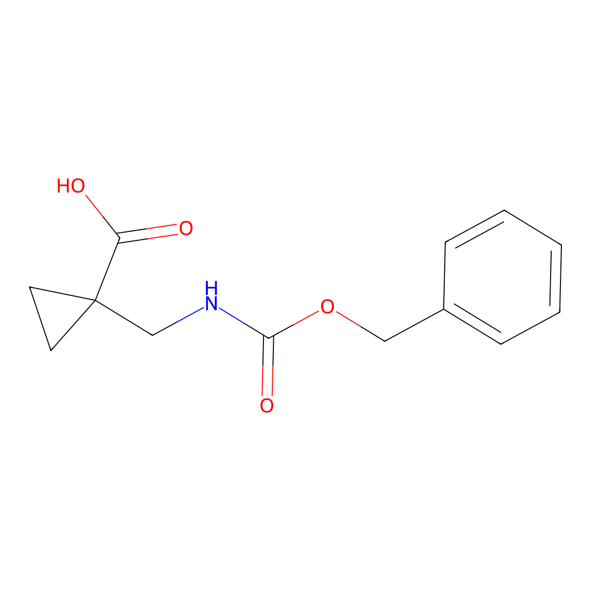 1-({[(Benzyloxy)carbonyl]amino}methyl)cyclopropane-1-carboxylic acid molecular structure, CAS 1265896-32-9