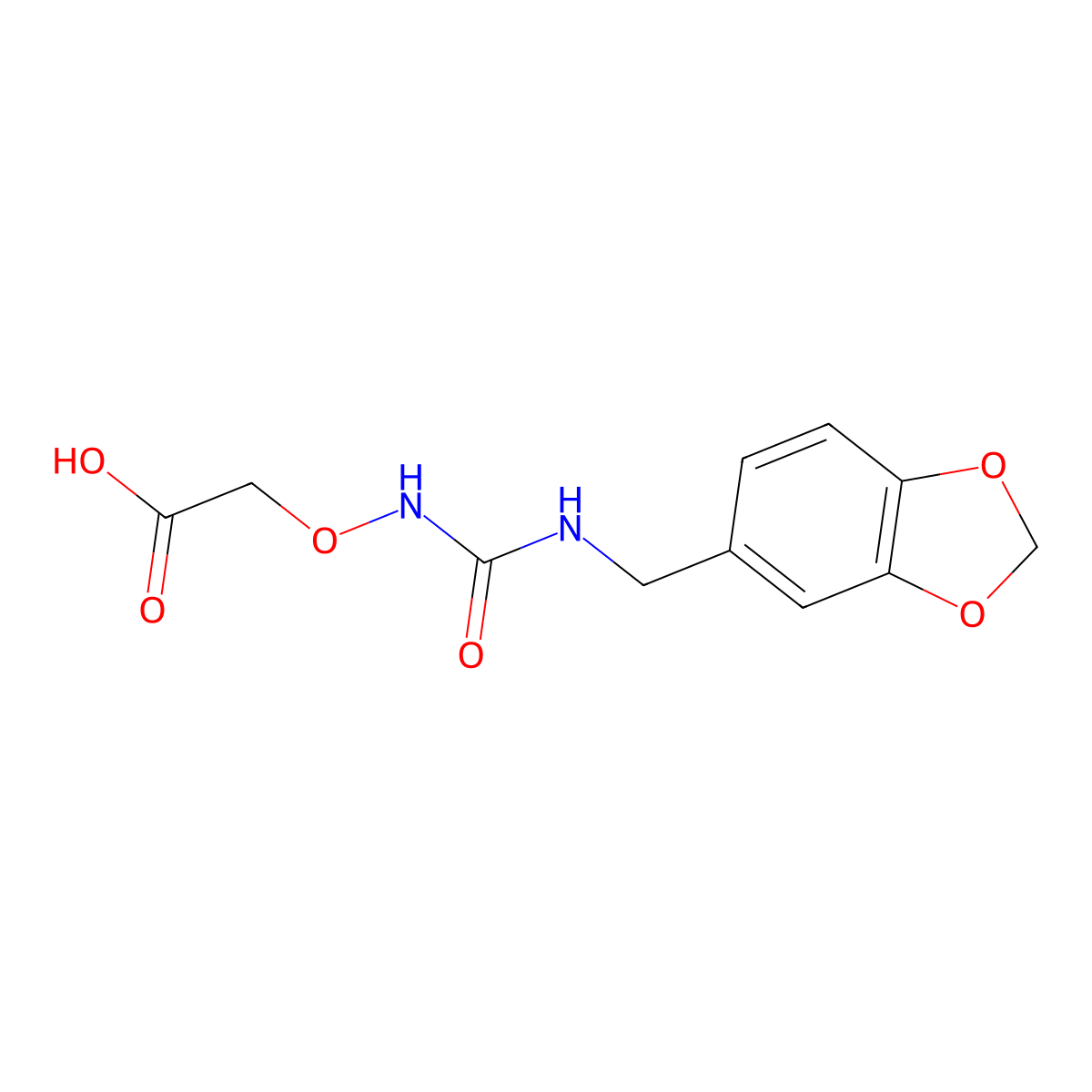 2-((3-(Benzo[d][1,3]dioxol-5-ylmethyl)ureido)oxy)acetic acid molecular structure, CAS 1265897-59-3