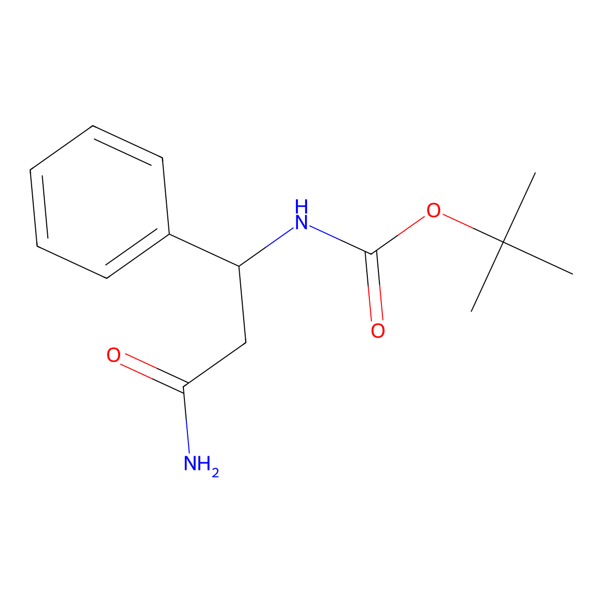 tert-butyl N-(2-carbamoyl-1-phenylethyl)carbamate molecular structure, CAS 126590-55-4