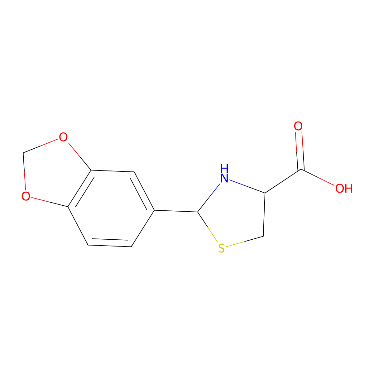 (4S)-2-(1,3-dioxaindan-5-yl)-1,3-thiazolidine-4-carboxylic acid molecular structure, CAS 1265908-15-3