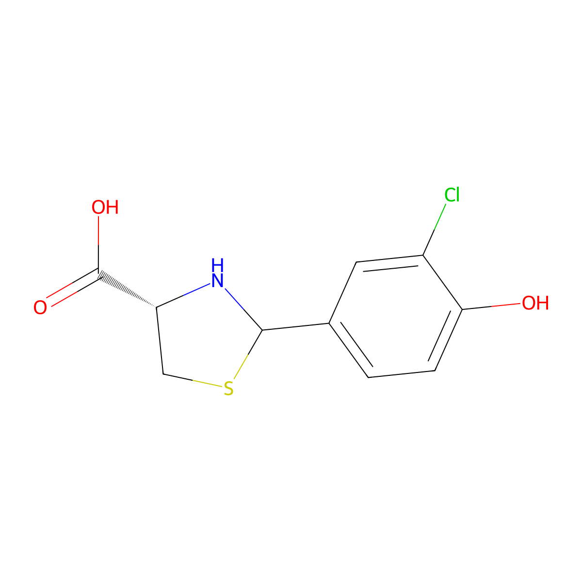(4S)-2-(3-chloro-4-hydroxyphenyl)-1,3-thiazolidine-4-carboxylic acid molecular structure, CAS 1265908-23-3