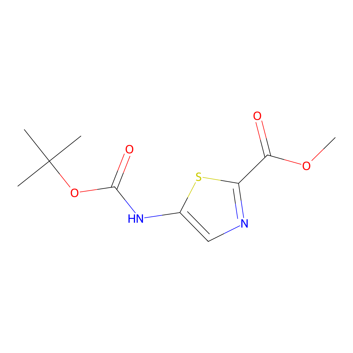 Methyl 5-((tert-butoxycarbonyl)amino)thiazole-2-carboxylate molecular structure, CAS 1265909-10-1