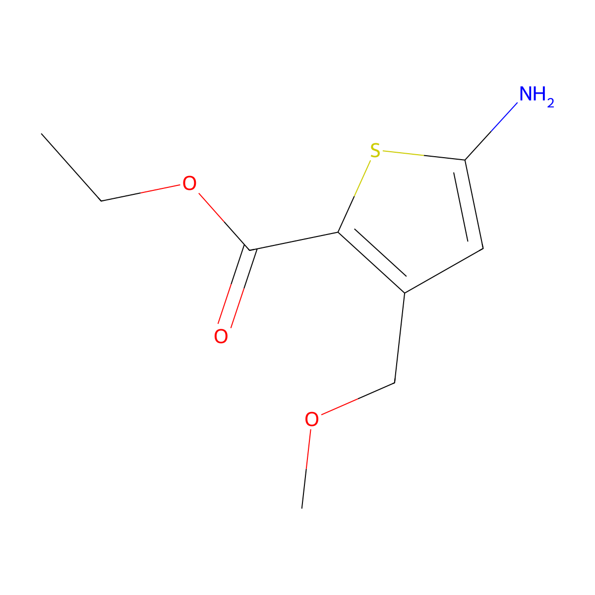 Ethyl 5-amino-3-(methoxymethyl)thiophene-2-carboxylate molecular structure, CAS 1265909-15-6