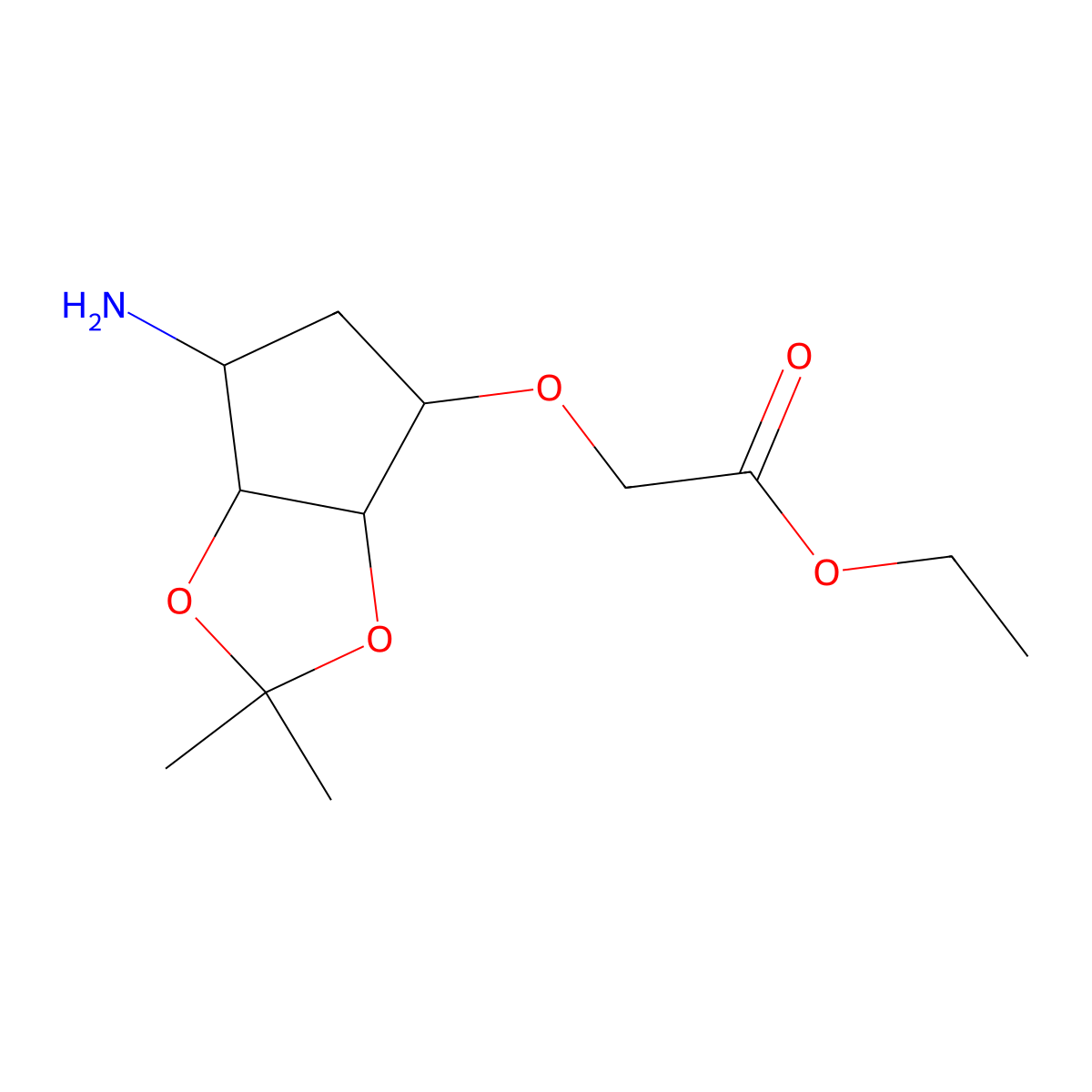 ethyl 2-{[(3aR,4S,6R,6aS)-6-amino-2,2-dimethyl-hexahydrocyclopenta[d][1,3]dioxol-4-yl]oxy}acetate molecular structure, CAS 1265919-24-1