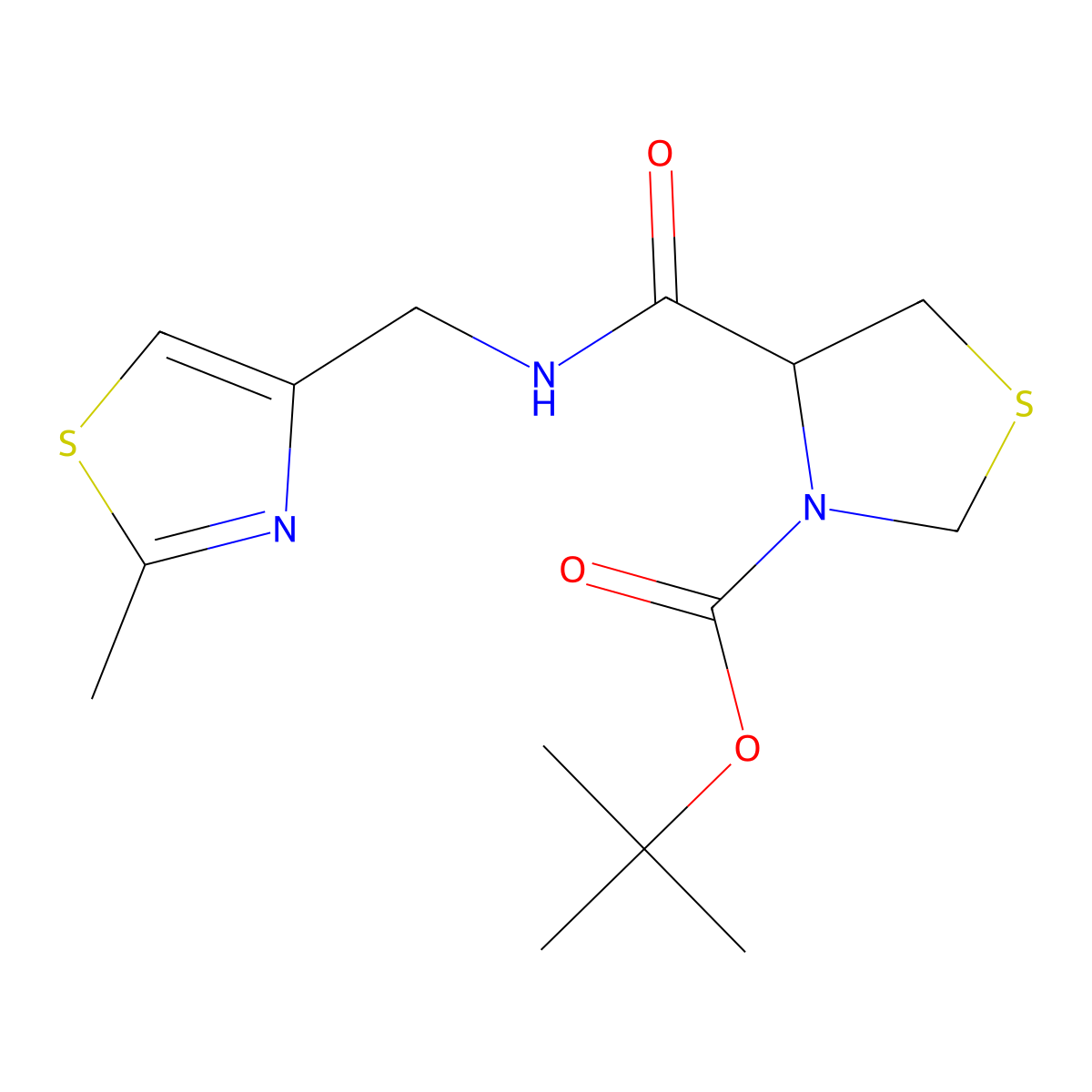 tert-Butyl 4-({[(2-methyl-1,3-thiazol-4-yl)methyl]amino}carbonyl)-1,3-thiazolidine-3-carboxylate molecular structure, CAS 1265962-95-5