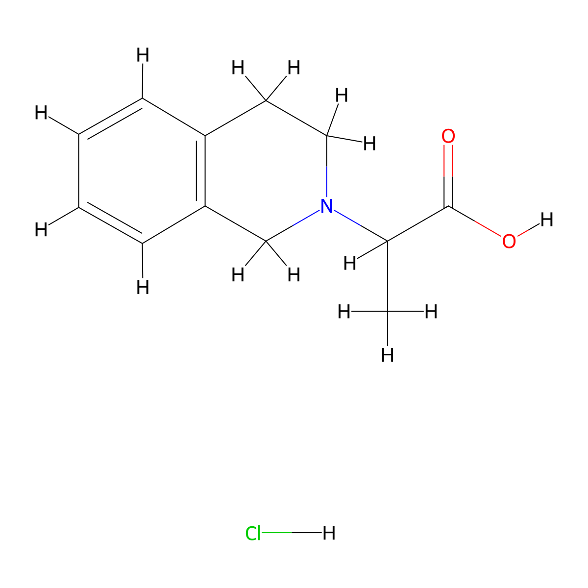 2-(1,2,3,4-Tetrahydroisoquinolin-2-yl)propanoic acid hydrochloride molecular structure, CAS 1265964-21-3