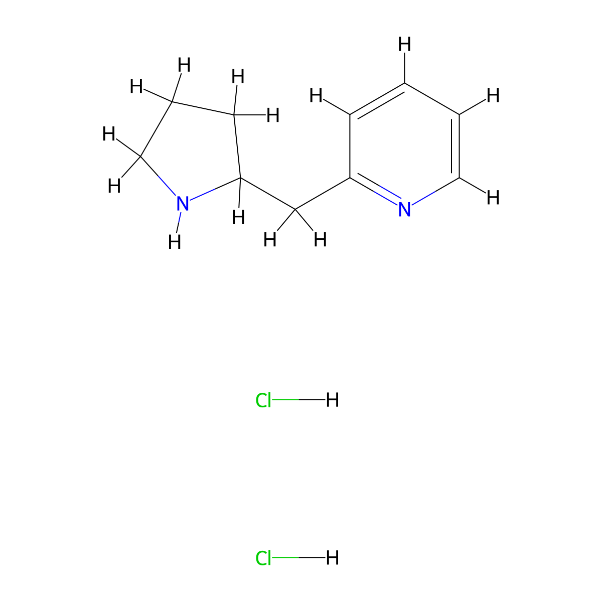 2-((Pyrrolidin-2-yl)methyl)pyridine dihydrochloride molecular structure, CAS 1265964-36-0