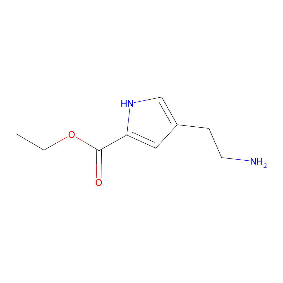 ethyl 4-(2-aminoethyl)-1H-pyrrole-2-carboxylate molecular structure, CAS 1265965-09-0