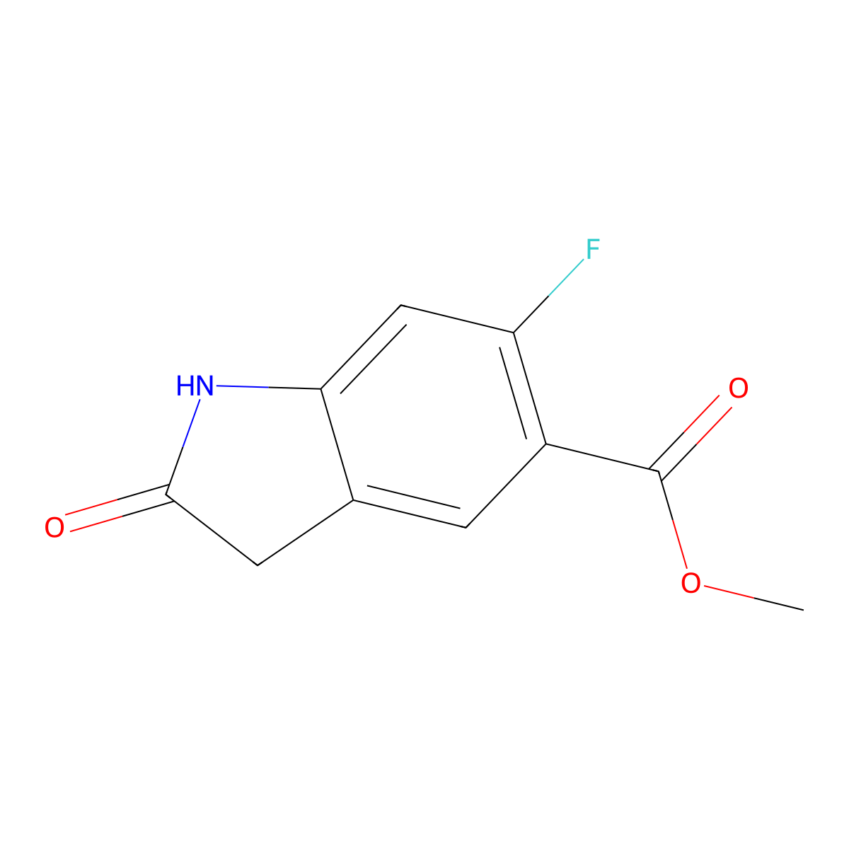 methyl 6-fluoro-2-oxo-2,3-dihydro-1H-indole-5-carboxylate molecular structure, CAS 1265965-97-6