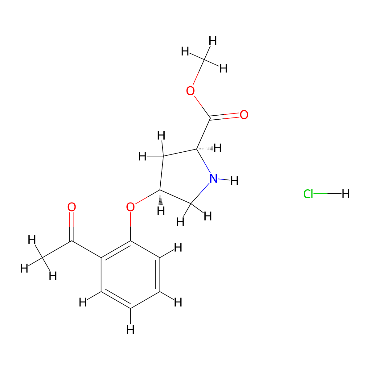 Methyl (2S,4S)-4-(2-acetylphenoxy)-2-pyrrolidinecarboxylate hydrochloride molecular structure, CAS 1266111-70-9