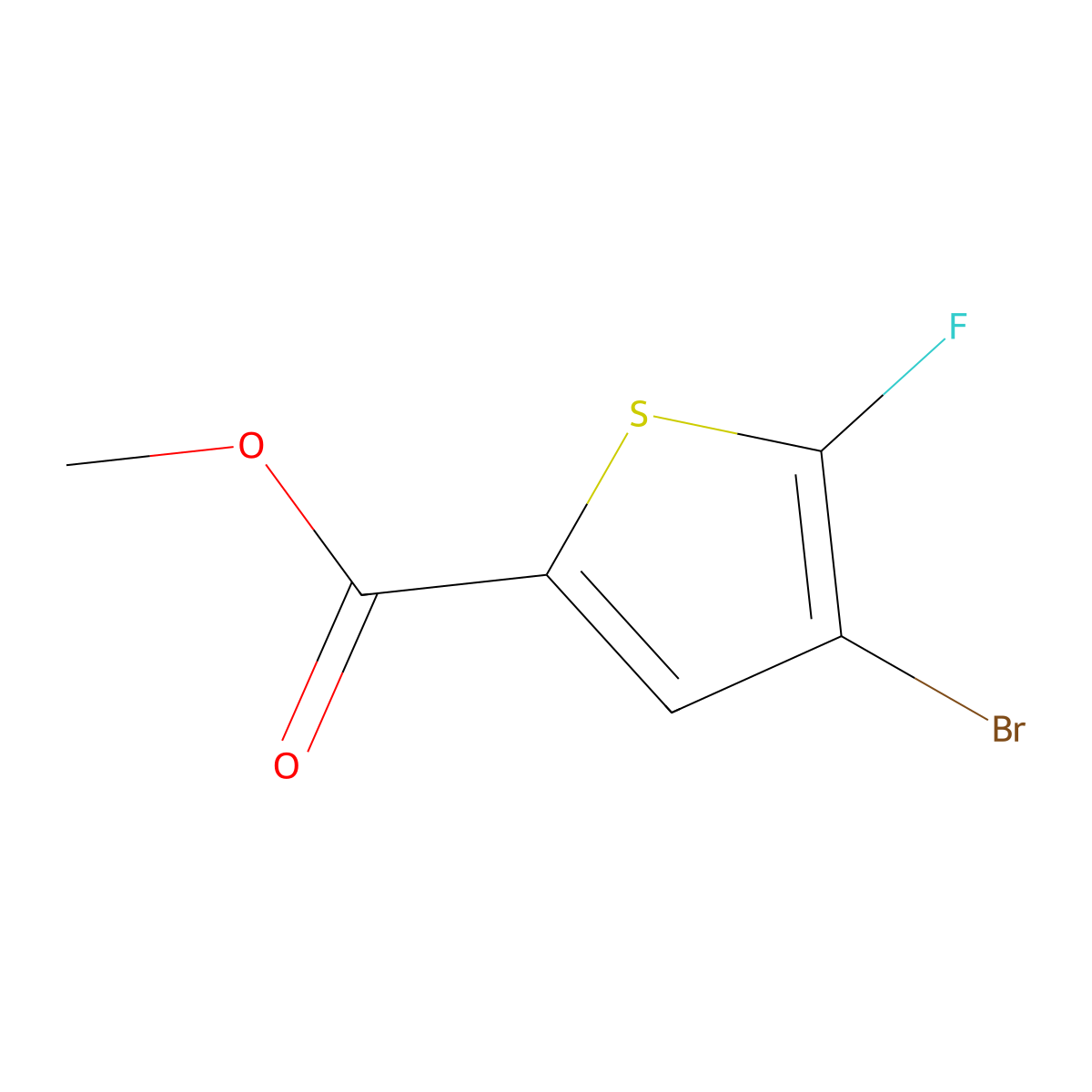 Methyl 4-bromo-5-fluorothiophene-2-carboxylate molecular structure, CAS 1266112-22-4