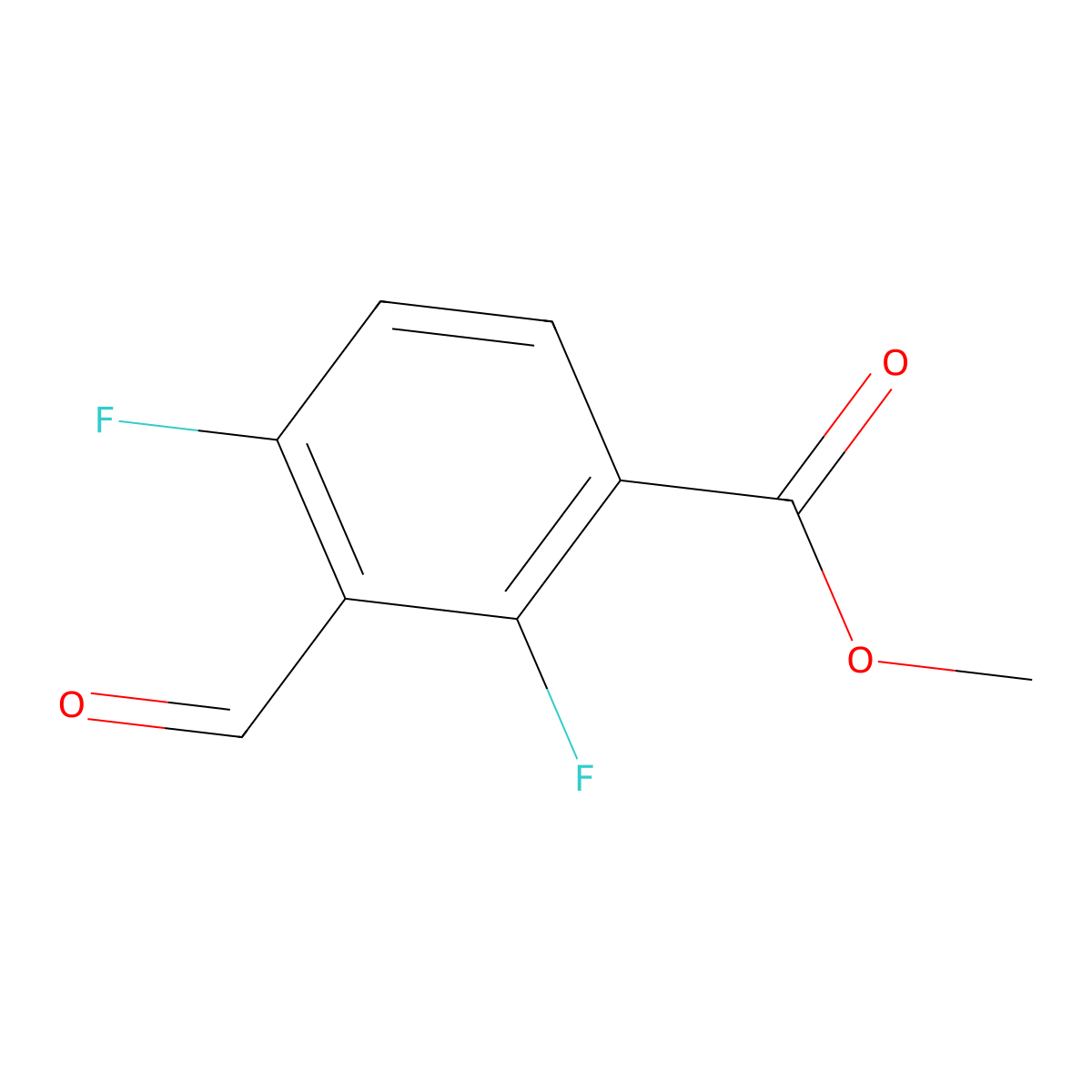 Methyl 2,4-difluoro-3-formylbenzoate molecular structure, CAS 1266114-16-2