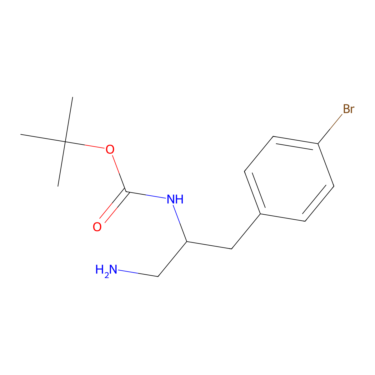 tert-butyl N-[(2R)-1-amino-3-(4-bromophenyl)propan-2-yl]carbamate molecular structure, CAS 1266114-67-3