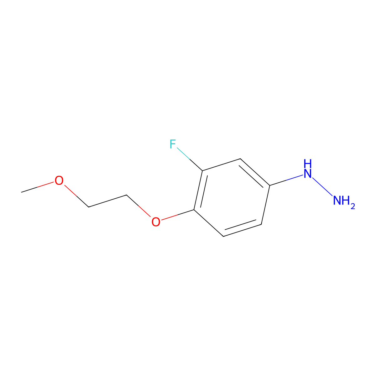(3-Fluoro-4-(2-methoxyethoxy)phenyl)hydrazine molecular structure, CAS 1266114-69-5