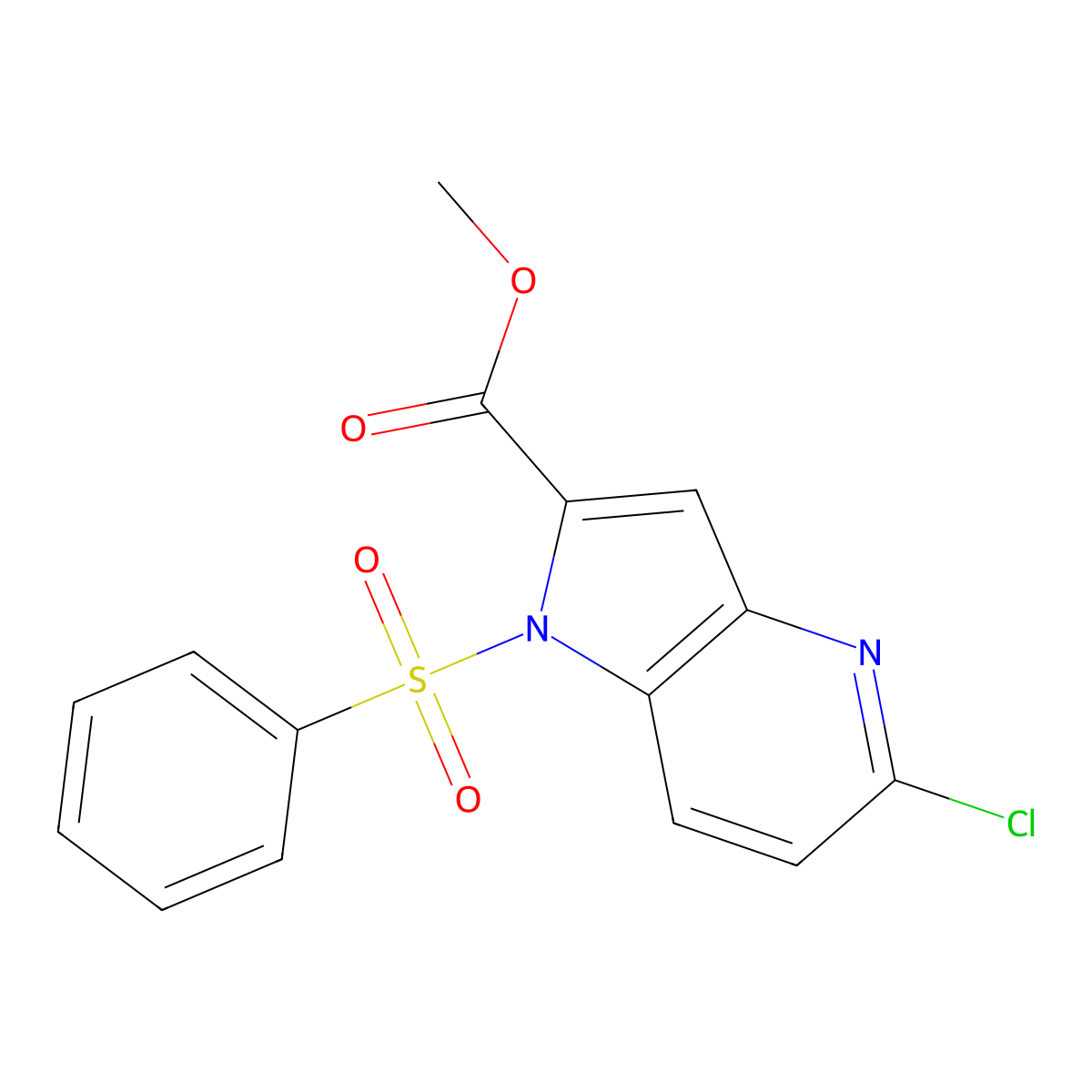 methyl 5-chloro-1-(phenylsulfonyl)-1H-pyrrolo[3,2-b]pyridine-2-carboxylate molecular structure, CAS 1266114-79-7
