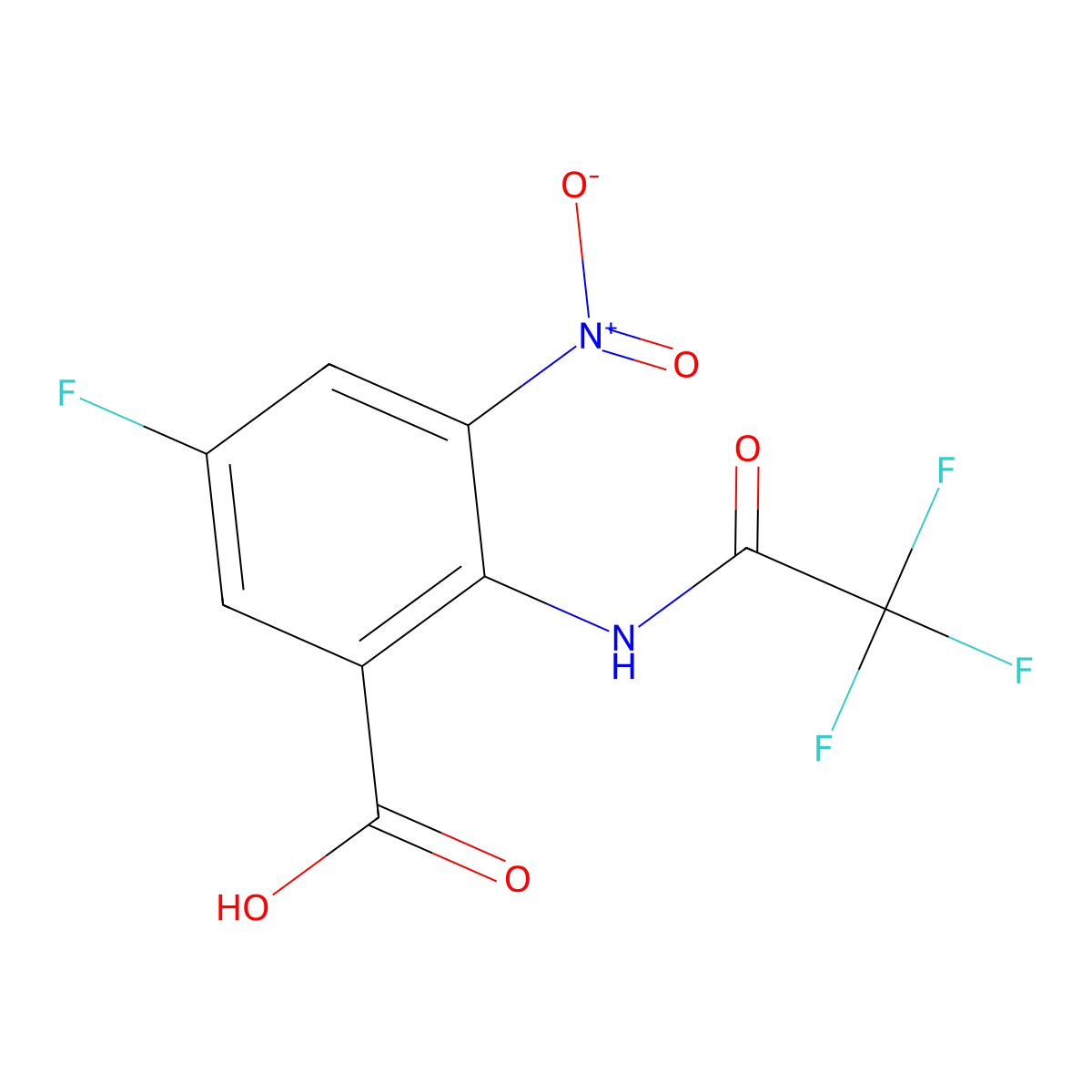 5-Fluoro-3-nitro-2-(2,2,2-trifluoroacetamido)benzoic acid molecular structure, CAS 1266115-00-7