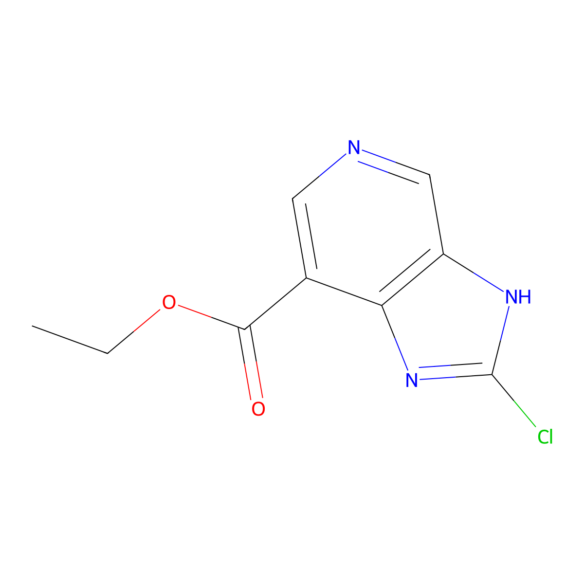 Ethyl 2-chloro-3H-imidazo[4,5-c]pyridine-7-carboxylate molecular structure, CAS 1266115-11-0