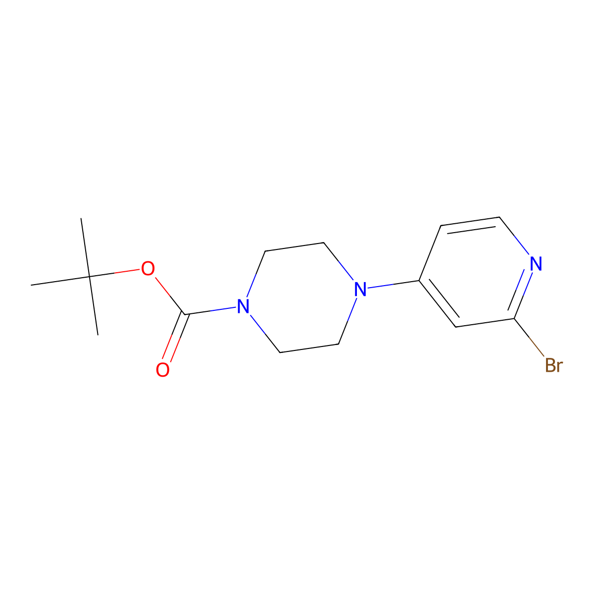 tert-Butyl 4-(2-bromopyridin-4-yl)piperazine-1-carboxylate molecular structure, CAS 1266118-96-0