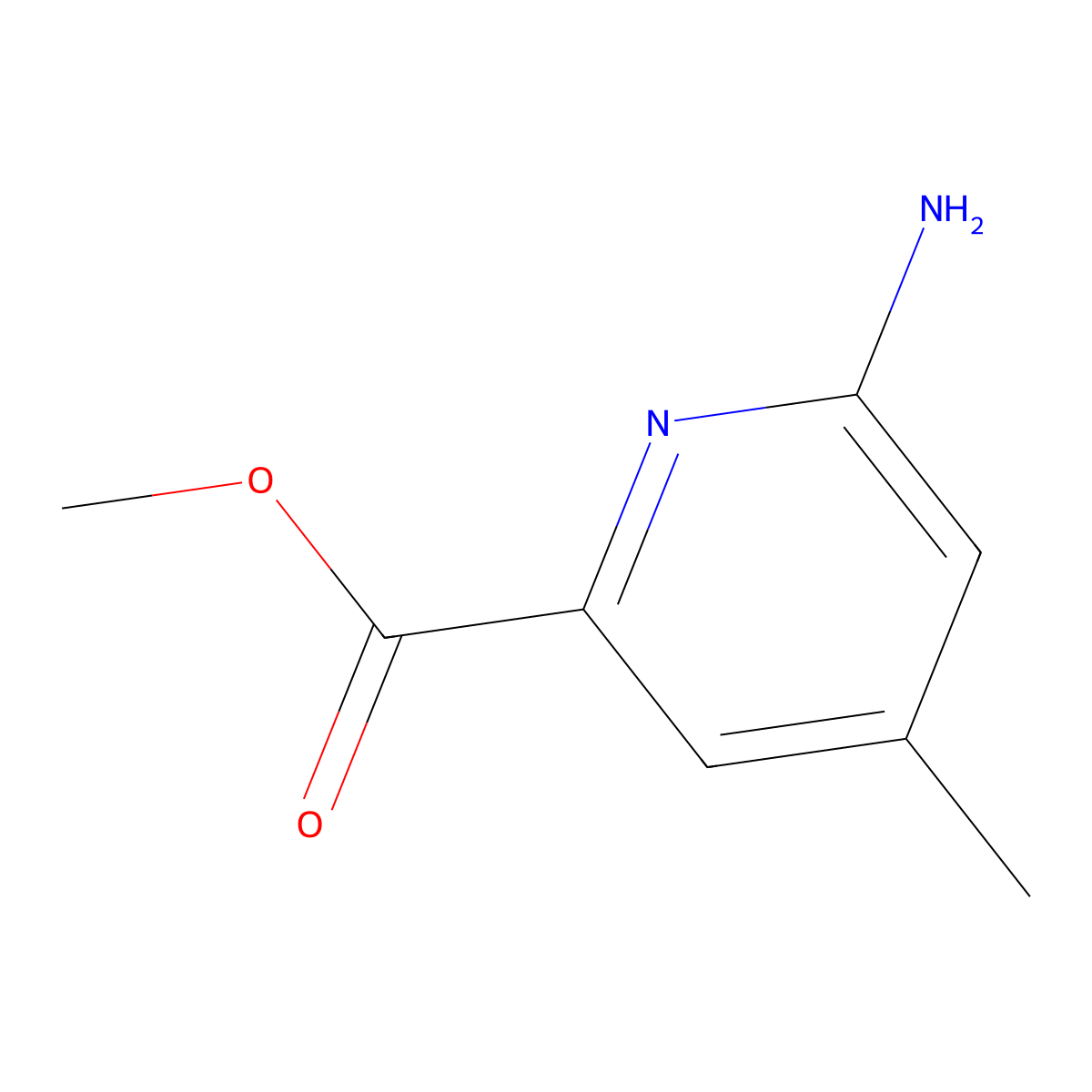 Methyl 6-amino-4-methylpicolinate molecular structure, CAS 1266119-24-7