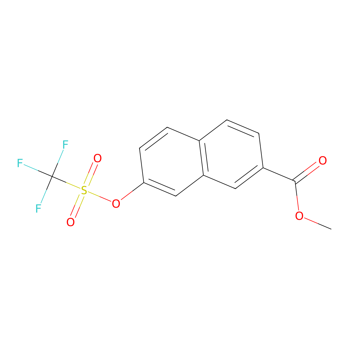 Methyl 7-{[(trifluoromethyl)sulfonyl]oxy}-2-naphthalenecarboxylate molecular structure, CAS 126613-12-5