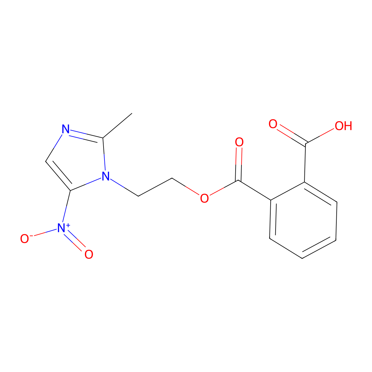 2-{[2-(2-Methyl-5-nitroimidazolyl)ethyl]oxycarbonyl}benzoic acid molecular structure, CAS 126613-32-9