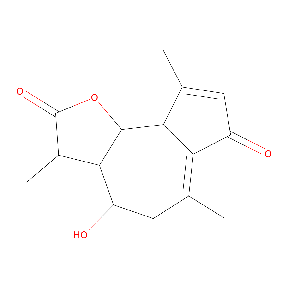 (3S,4S,9bR)-4-hydroxy-3,6,9-trimethyl-3,3a,4,5,9a,9b-hexahydroazuleno[4,5-b]furan-2,7-dione molecular structure, CAS 126613-35-2