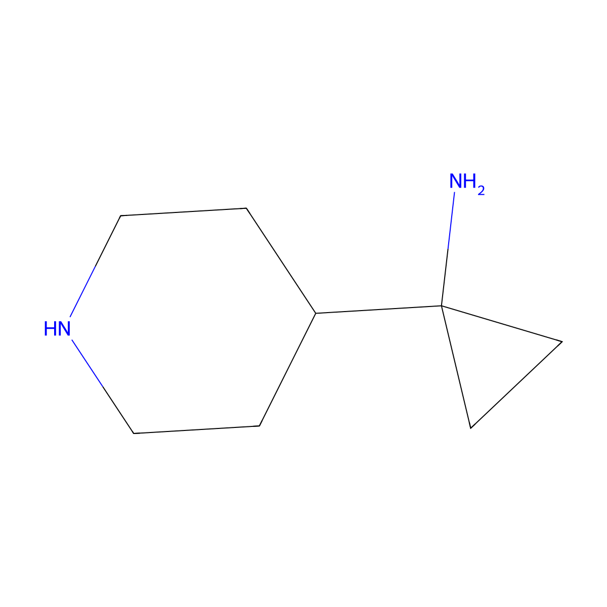 1-(Piperidin-4-yl)cyclopropan-1-amine molecular structure, CAS 1266132-36-8