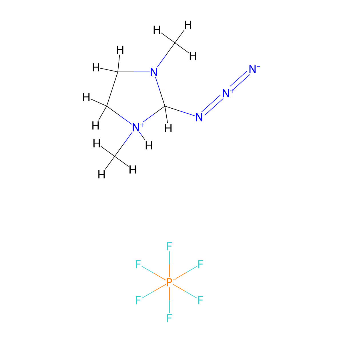 2-Azido-1,3-dimethylimidazolidin-1-ium hexafluorophosphate molecular structure, CAS 1266134-54-6