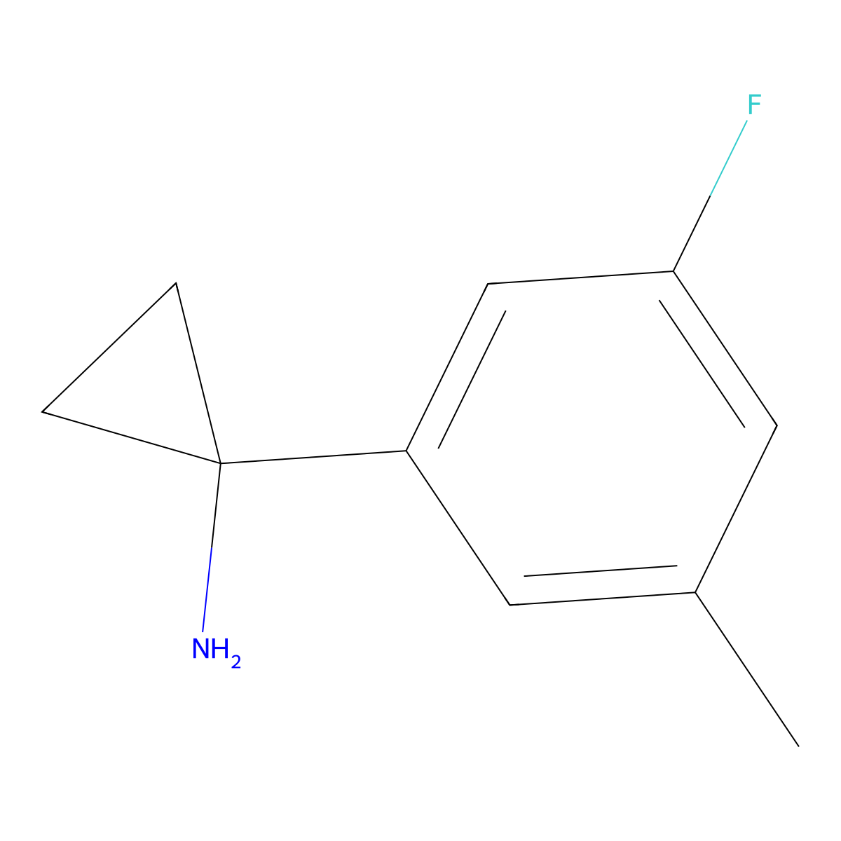 1-(3-Fluoro-5-methylphenyl)cyclopropan-1-amine molecular structure, CAS 1266144-29-9