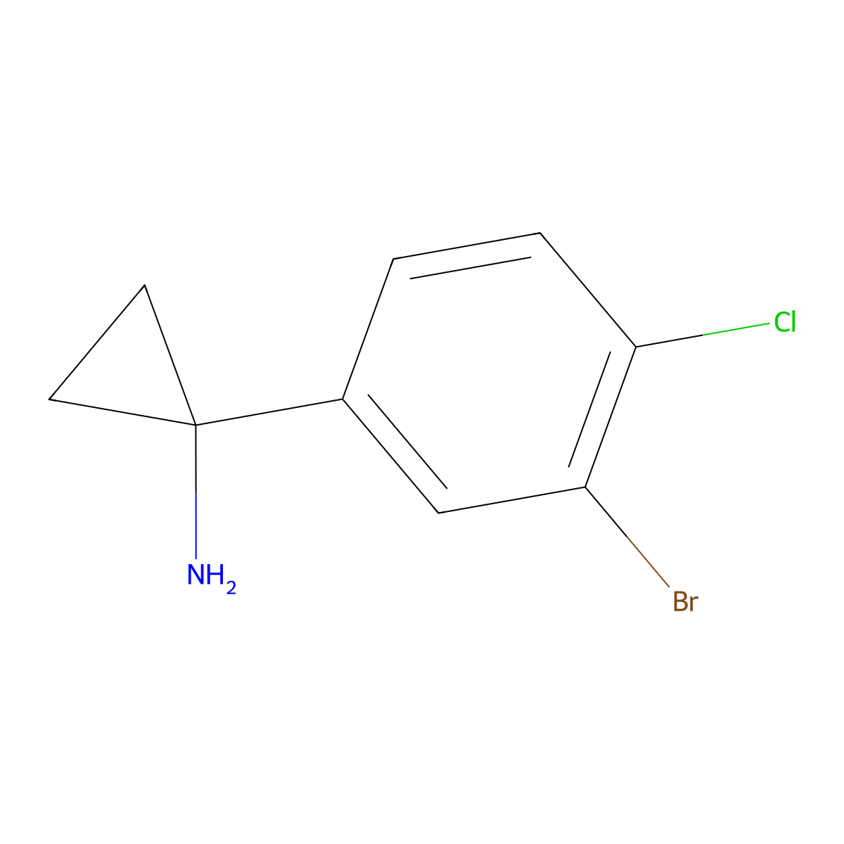 1-(3-Bromo-4-chlorophenyl)cyclopropan-1-amine molecular structure, CAS 1266148-30-4