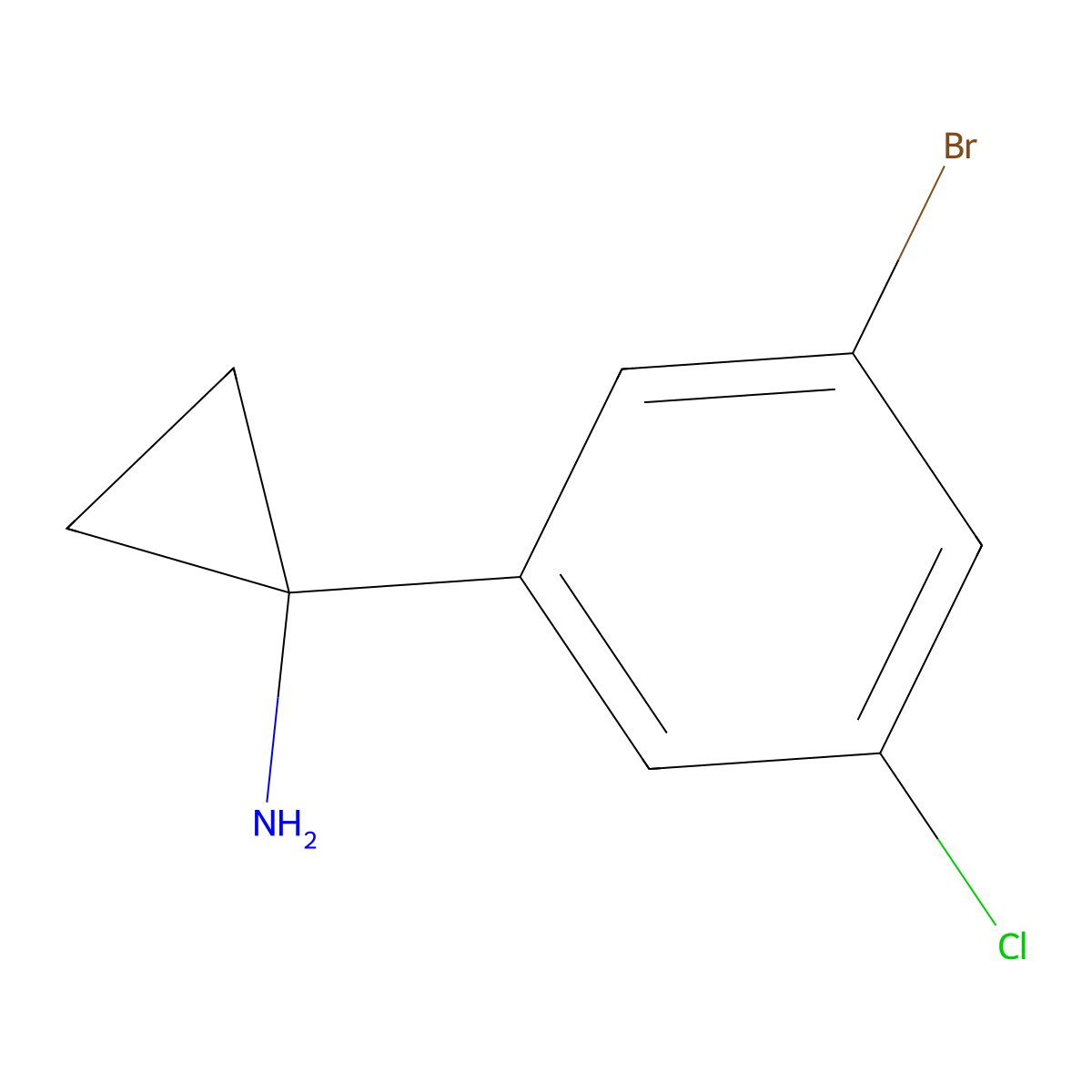 1-(3-Bromo-5-chlorophenyl)cyclopropan-1-amine molecular structure, CAS 1266160-91-1