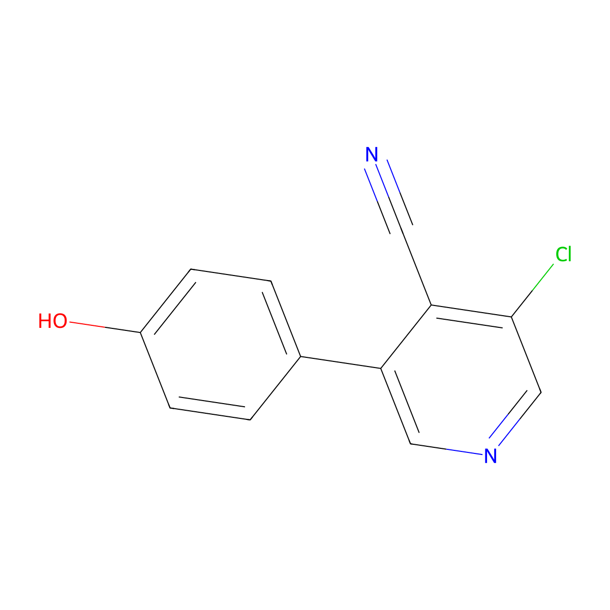 3-Chloro-5-(4-hydroxyphenyl)isonicotinonitrile molecular structure, CAS 1266161-10-7