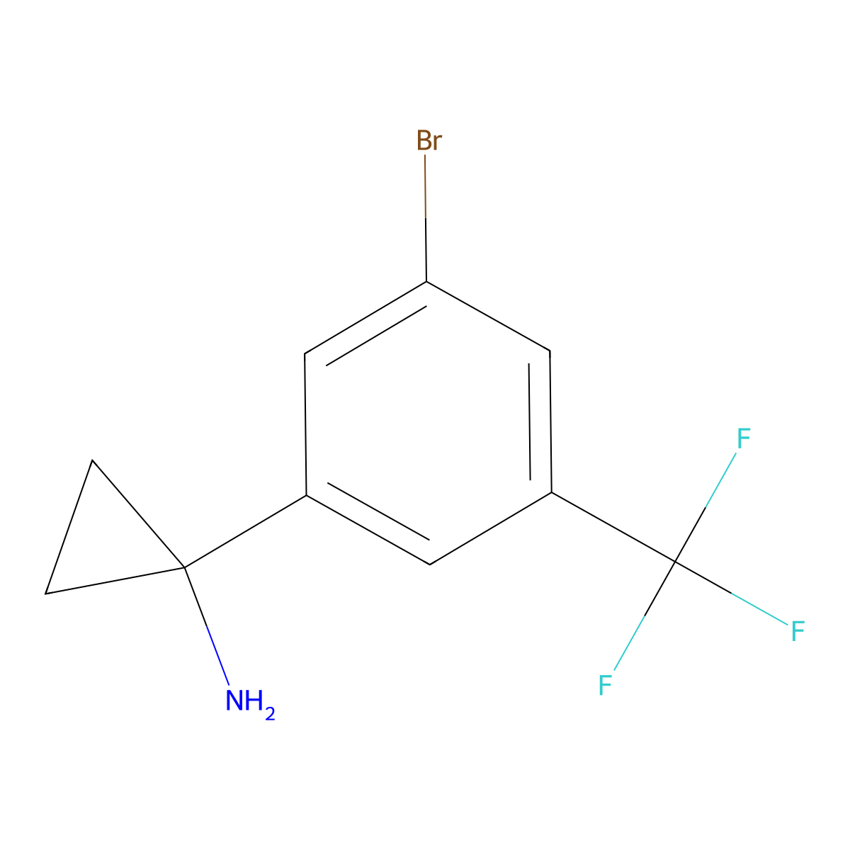 1-[3-Bromo-5-(trifluoromethyl)phenyl]cyclopropan-1-amine molecular structure, CAS 1266167-32-1