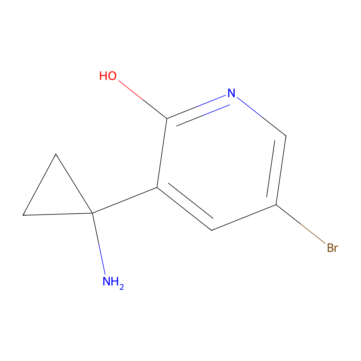 3-(1-Aminocyclopropyl)-5-bromopyridin-2-ol molecular structure, CAS 1266171-02-1