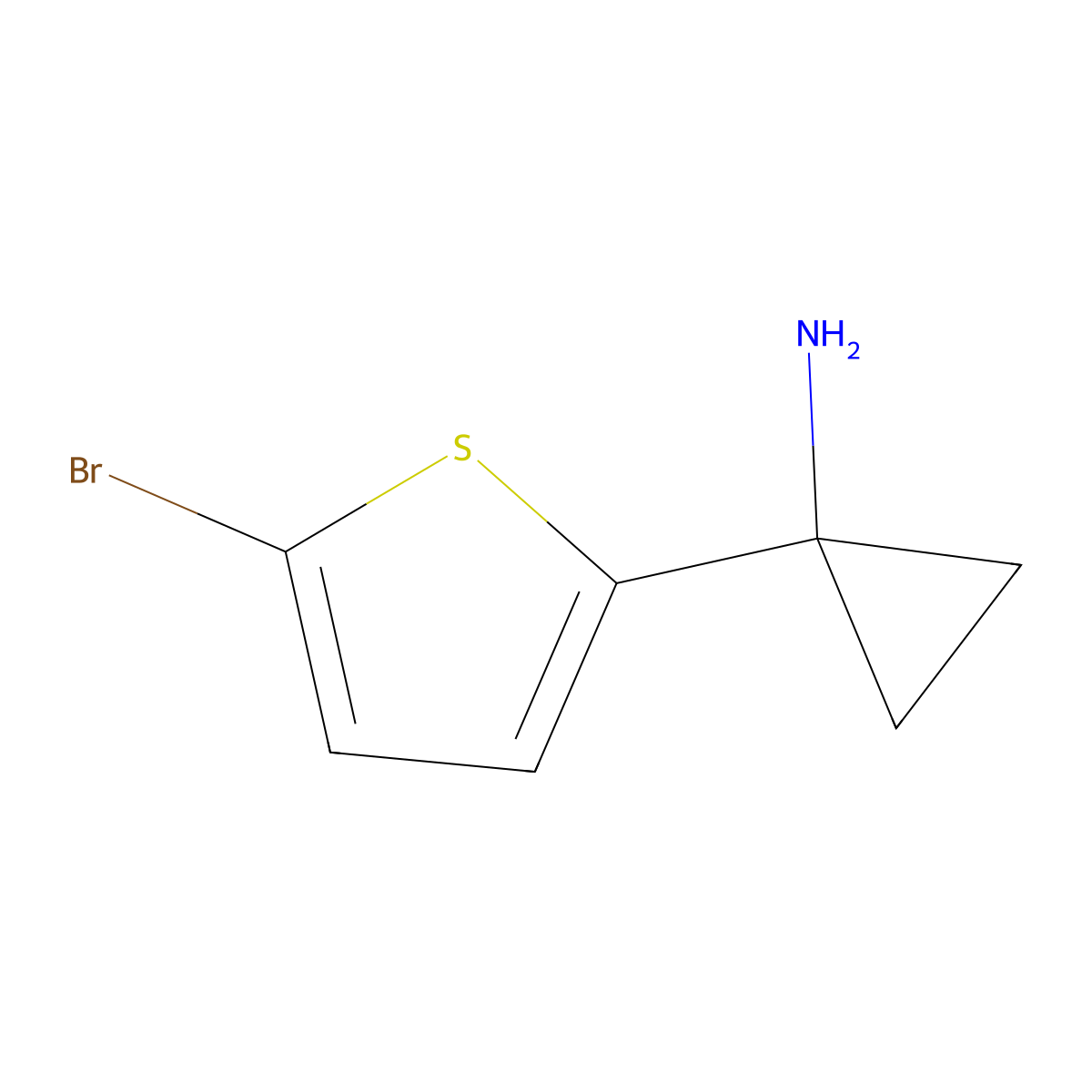 1-(5-Bromothiophen-2-yl)cyclopropan-1-amine molecular structure, CAS 1266173-10-7