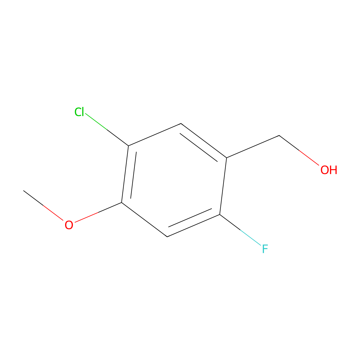 (5-Chloro-2-fluoro-4-methoxyphenyl)methanol molecular structure, CAS 1266177-72-3