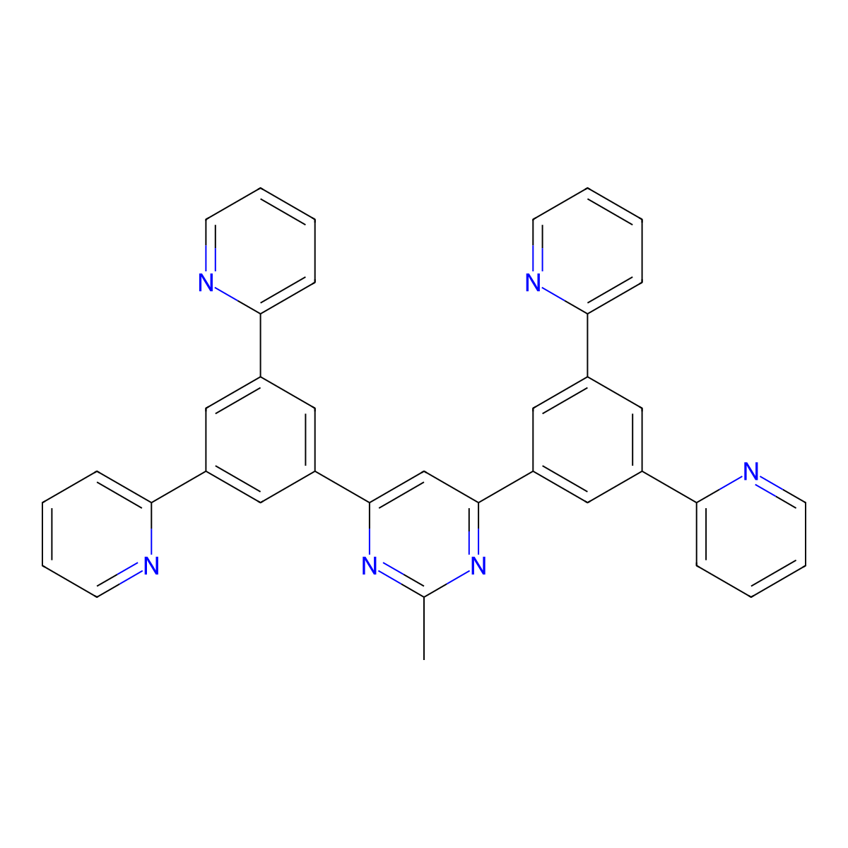 4,6-Bis(3,5-di(pyridin-2-yl)phenyl)-2-methylpyrimidine molecular structure, CAS 1266181-51-4
