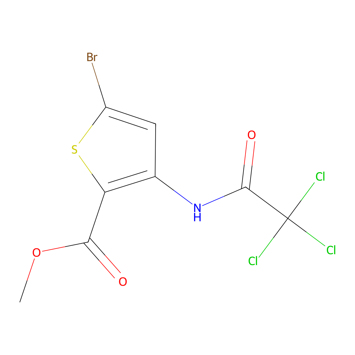Methyl 5-bromo-3-(2,2,2-trichloroacetamido)thiophene-2-carboxylate molecular structure, CAS 1266189-95-0
