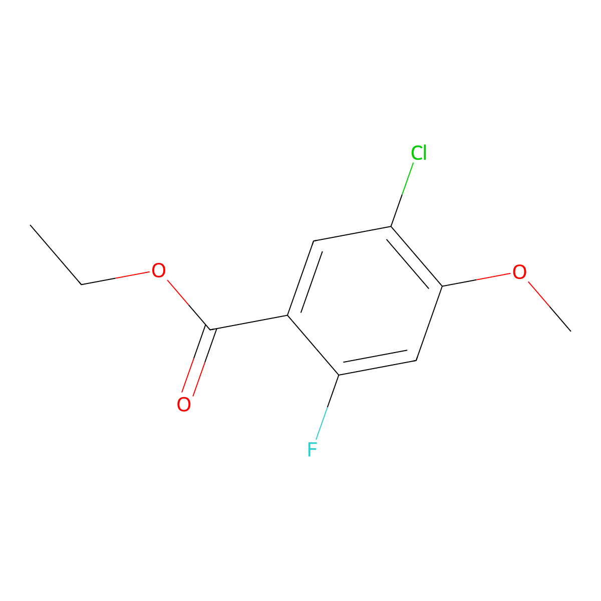 Ethyl 5-chloro-2-fluoro-4-methoxybenzoate molecular structure, CAS 1266193-22-9