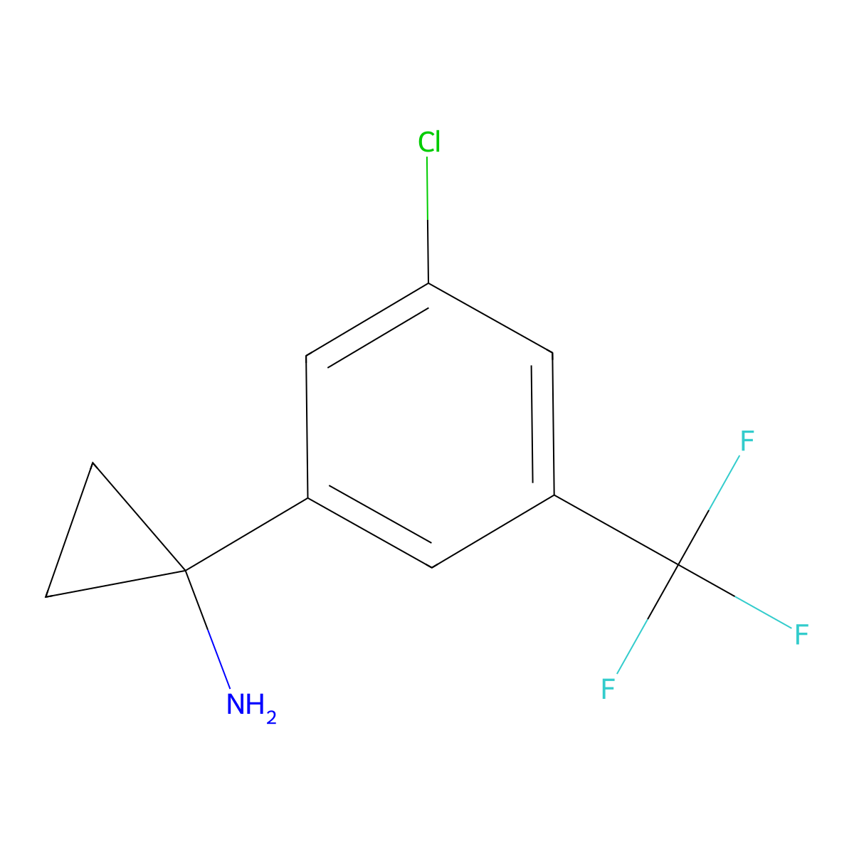 1-[3-Chloro-5-(trifluoromethyl)phenyl]cyclopropanamine molecular structure, CAS 1266197-18-5