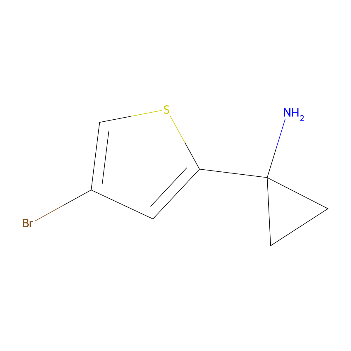 1-(4-Bromothiophen-2-yl)cyclopropan-1-amine molecular structure, CAS 1266203-23-9