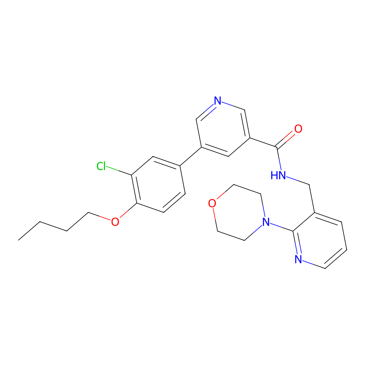 5-(4-Butoxy-3-chlorophenyl)-N-[[2-(4-morpholinyl)-3-pyridinyl]methyl]-3-pyridinecarboxamide molecular structure, CAS 1266212-81-0
