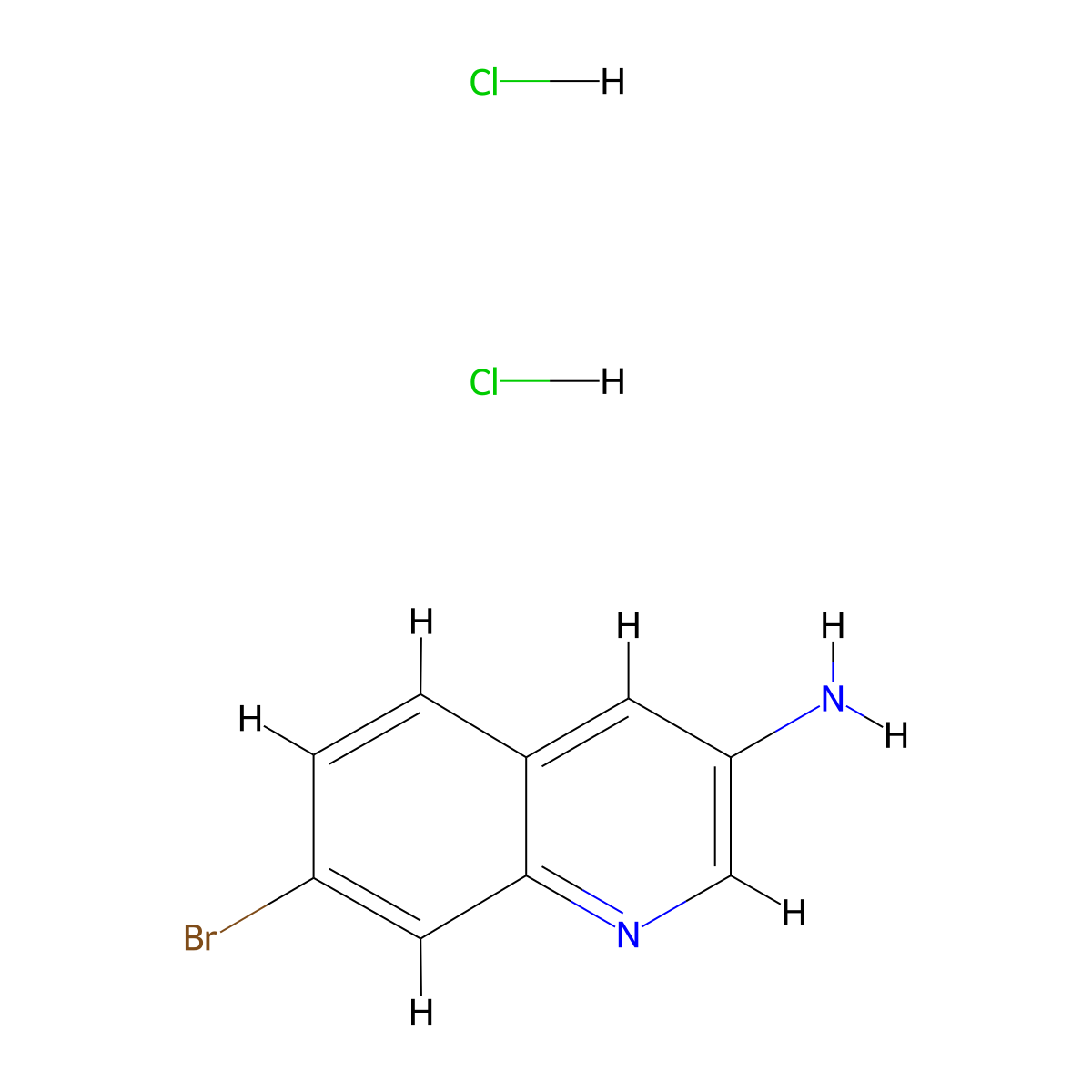 7-Bromoquinolin-3-amine--hydrogen chloride (1/2) molecular structure, CAS 1266226-05-4