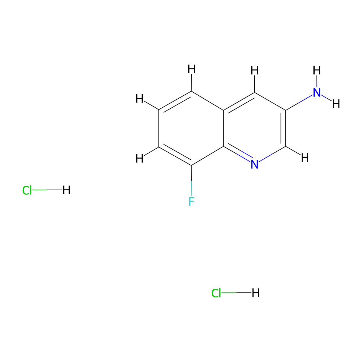 3-Amino-8-fluoroquinoline dihydrochloride molecular structure, CAS 1266226-18-9